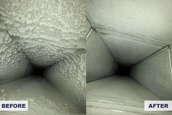 AirWiz Duct Cleaning provides before and after photos of ductwork
